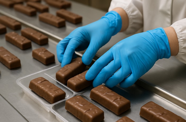 produkcja czekoladowych batonow pakowanie